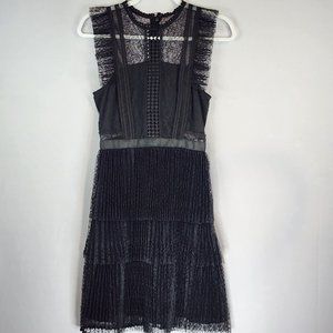 Heartloom Revolve Dress Womens XS Black Lace Tiered Knee Length Sleeveless